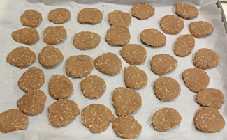 biscuit dough on tray ready for oven