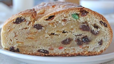  A loaf of sliced Stollen